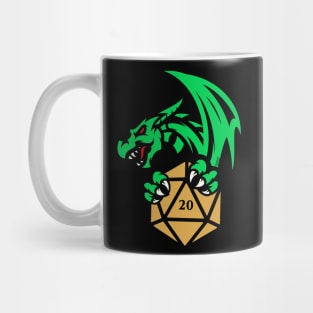 Green Dragon with D20 Dice Tabletop RPG Addict Mug